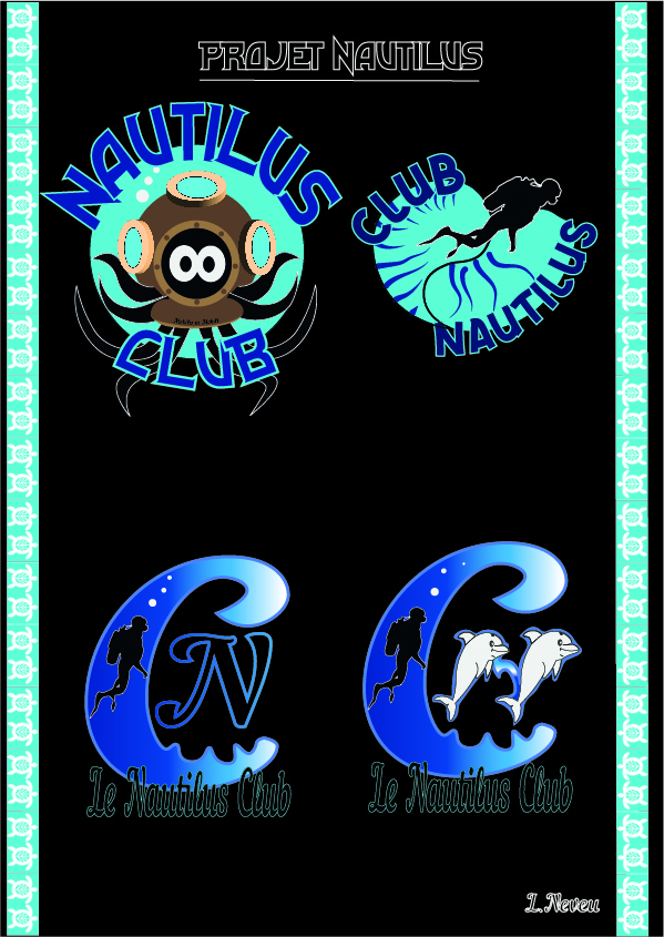 Logo Nautilus fond noir. L.Neveu